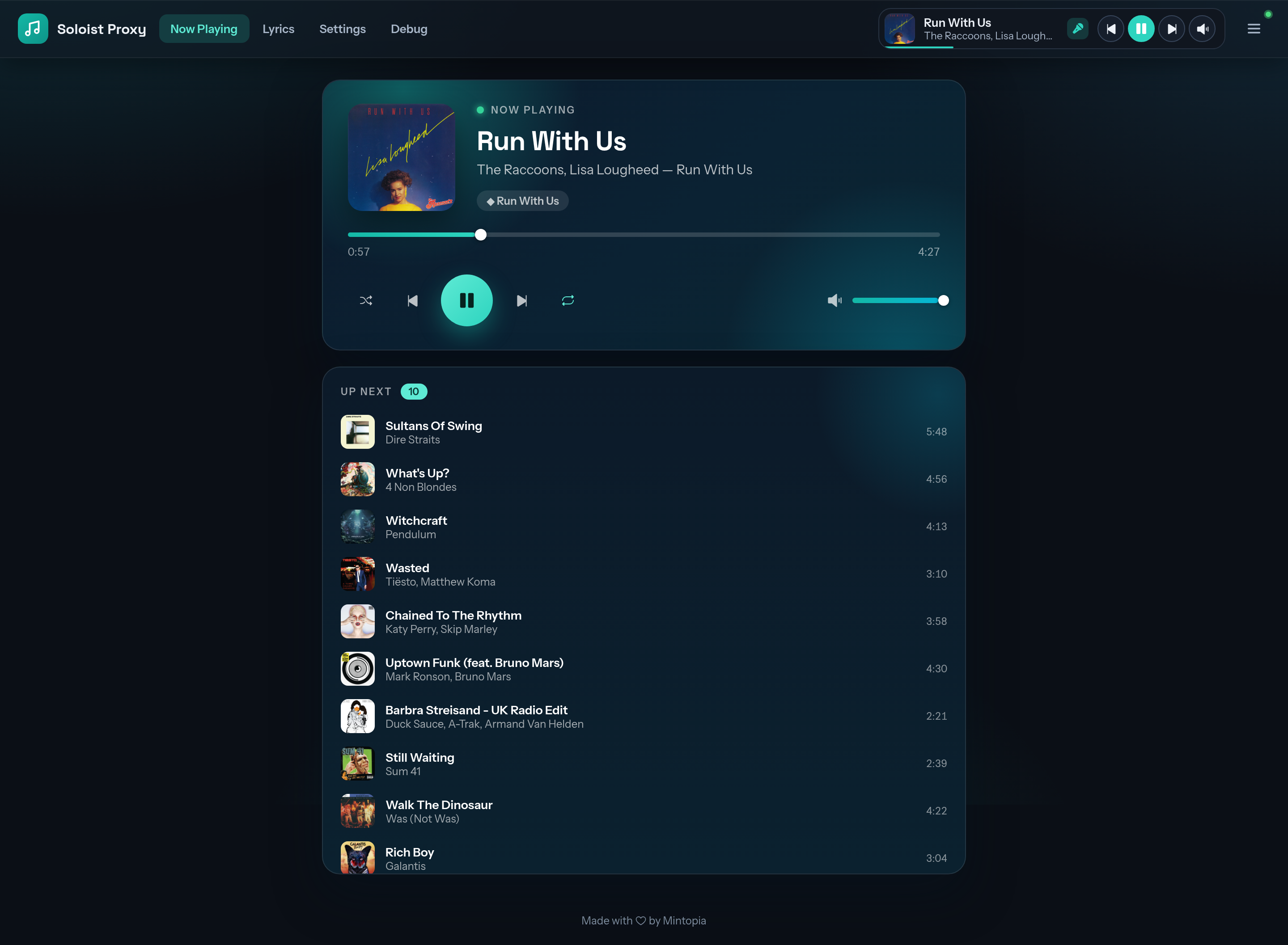 Now Playing page